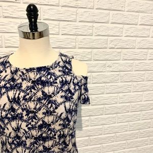 Michael Kors Off the Shoulder Blue Tie-Dye Blouse